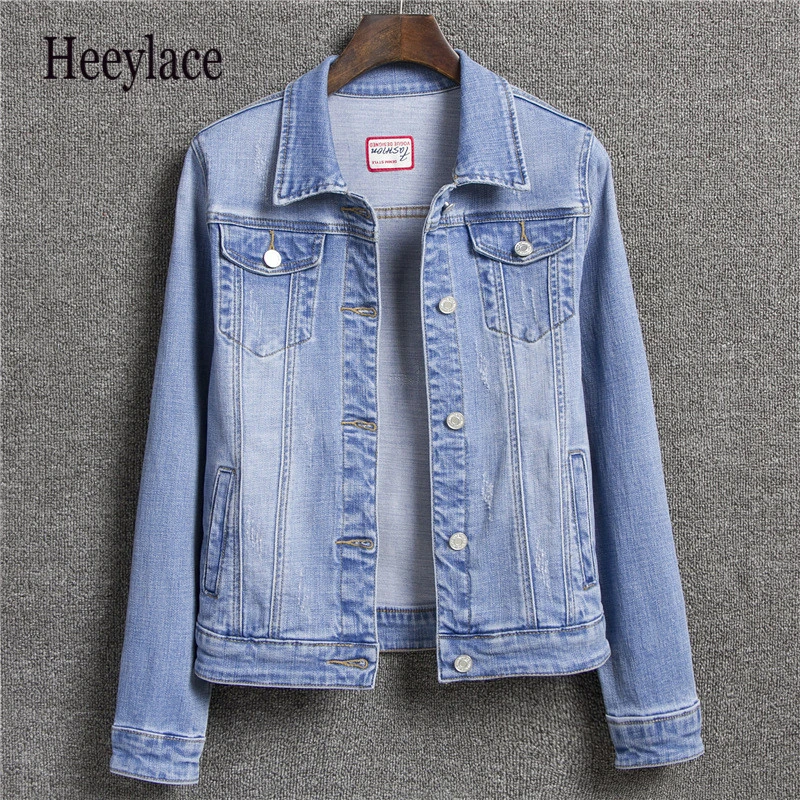 

High Quality Jeans Jacket 2019 Women Casual Coat Long Sleeve Pocket Office Button Denim Jacket Coat Women's Jacket Windbreaker