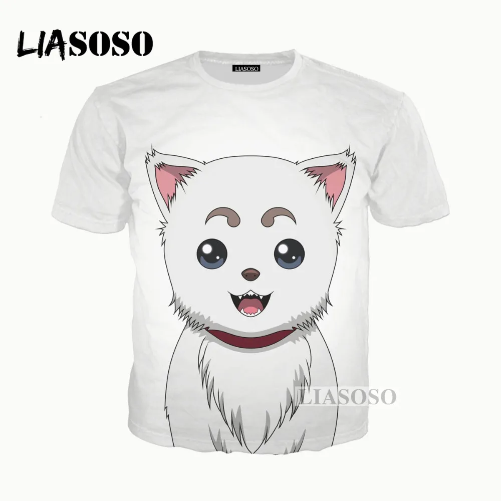 

LIASOSO 2018 New 3D Print Women Men Gintama Sadaharu Anime Tshirt Summer T-shirt Hip Hop Pullover Harajuku Short Sleeve X0135