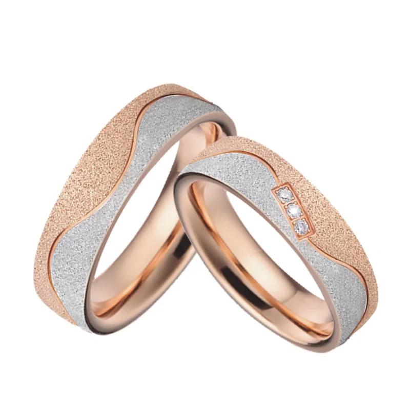 Jewelry wedding band couple rings men anillos anel Silver Rose Gold Color Emery engagment rings for women (2)