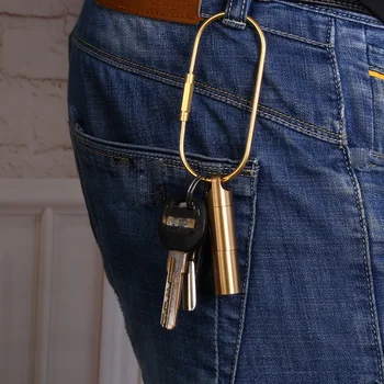 

D-type buckle handmade Brass key ring Buckle carabiner keychain Waist Belt Clip anti-lost hanging keyring outdoor tools