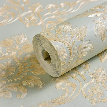 

European Style Damascus Wallpaper Living Room Bedroom Wall Decor 3D Embossed Non-woven Damask Wall Paper Roll Papel De Parede