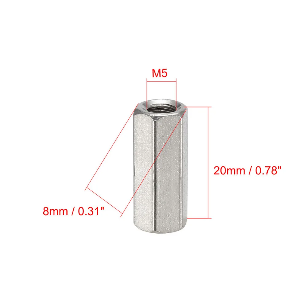 Uxcell 4 шт. M5 X 0,8-шаг орехи 10/20 мм Длина 304 Нержавеющая сталь имбусовый ключ, Шестигранник Соединительная гайка хорошая стойкость к ржавчине и прочные застежки