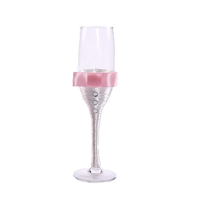 NHBR-2Pcs Set Wedding Glass Creative Red Wine Glass High Foot Crystal Glass Gold Silver Double Cup Lovers Cup Birthday Gift