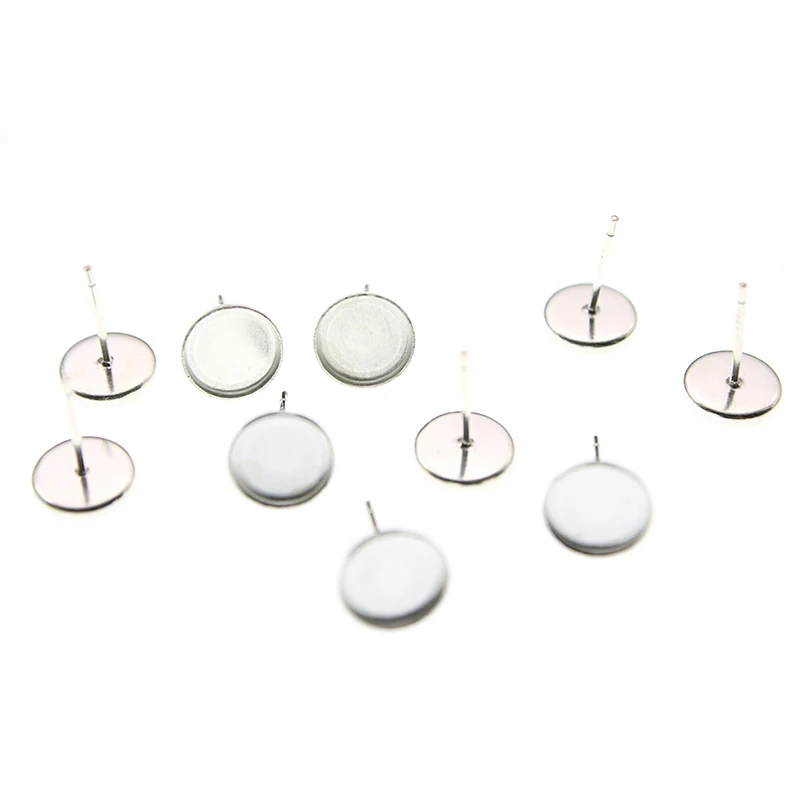 

8mm 925 Sterling Silver Earrings Backs Base Cabochon Stud Base Accessories for Making earrings DIY jewelry Earrings findings
