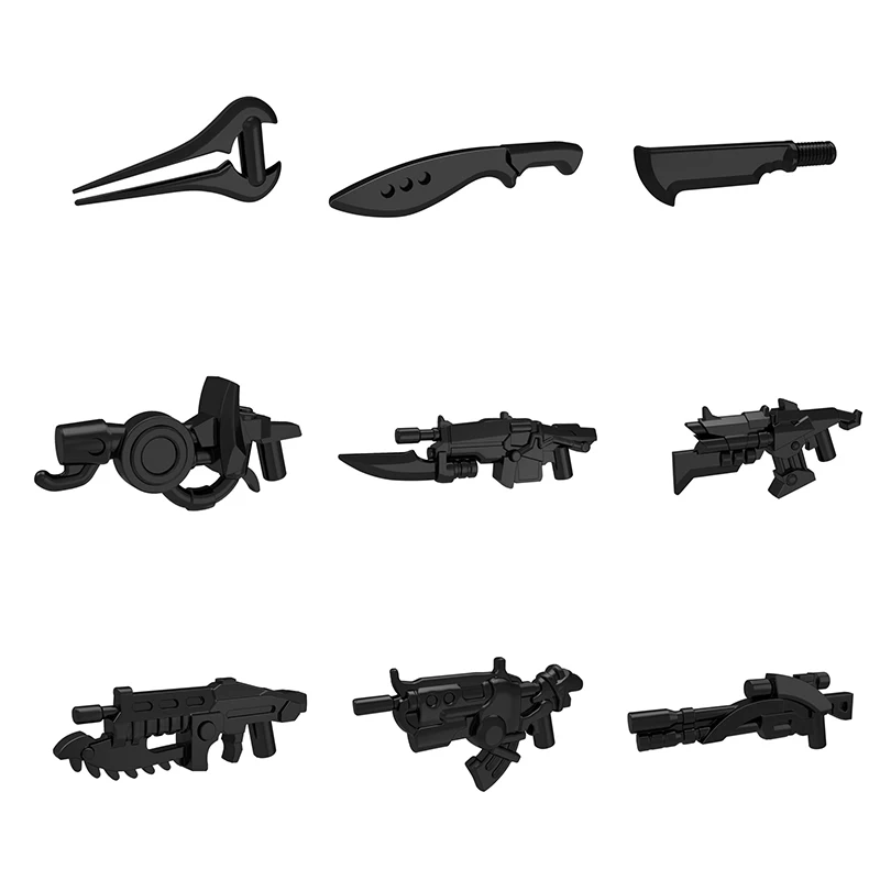 

9pcs Personage Weapon Malay Knife Tool Gun Action Figure Modern Warfare War Model Building Block Brick Toy Parts Replacement