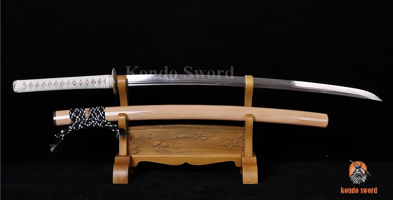 Ручной работы глины закаленное Сталь лезвия японских самураев Slivering Tsuba катаны
