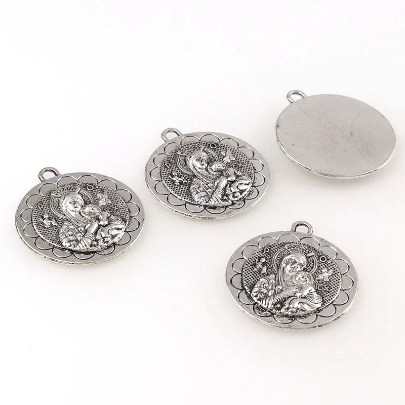 Silver Plated Round Saint Christopher & St. Christopher Medals Charms Pendants For Key chain Religious Necklace Accessories Silver Plated Round Saint Christopher & St. Christopher Medals Charms Pendants For Key chain Religious Necklace Accessories