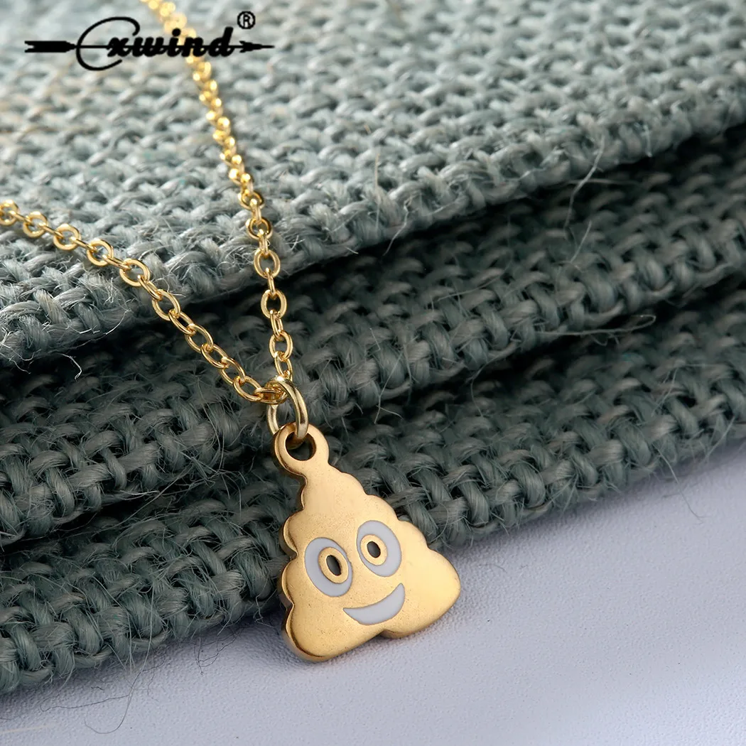 

Cxwind Stainless Steel Expression Emoji Necklace for Women Fashion Triangle Necklace Pendant Shit Expression Emoji Jewelry