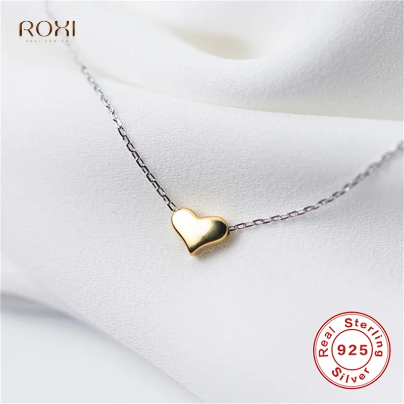 

ROXI Love Heart Pendant Necklace For Women Authentic 925 Sterling Silver Choker Necklace Romantic Wedding Jewelry collares mujer