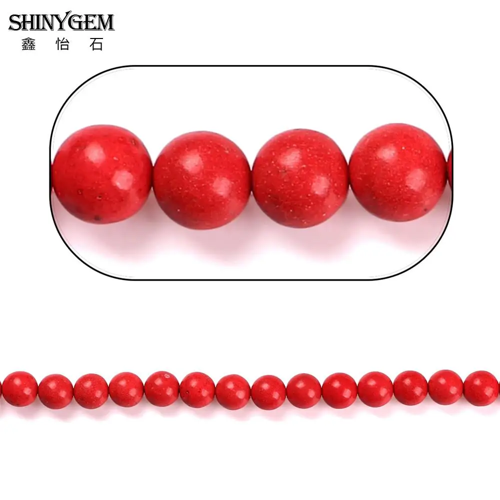 ShinyGem 6/8/12mm Dyed Red Turquoises Round Beads Real Natural Stone For Handmade Jewelry Making DIY Beading Accessories | Украшения и