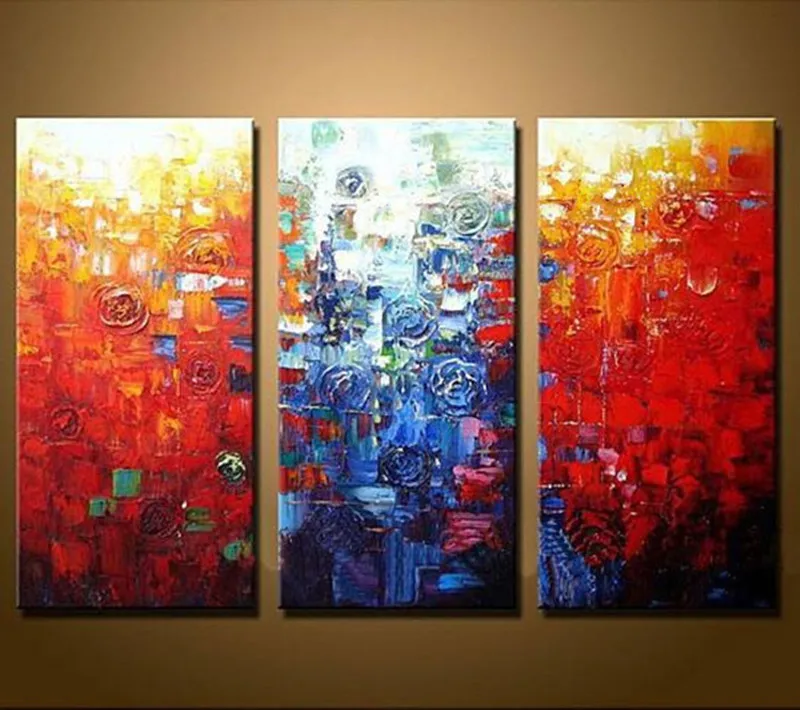 

Large 3 Piece Wall Painting Cuadros Art Pictures Handpainted Abstract Knife Color Oil Paintings on Canvas Modern Home Decor Arts