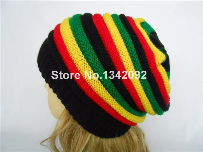 Модная вязаная кепка в ямайском стиле раста регги шапочка многоцветная полоса хип-хоп Длинные Мешковатые шапки-Боб и черепа шапки s