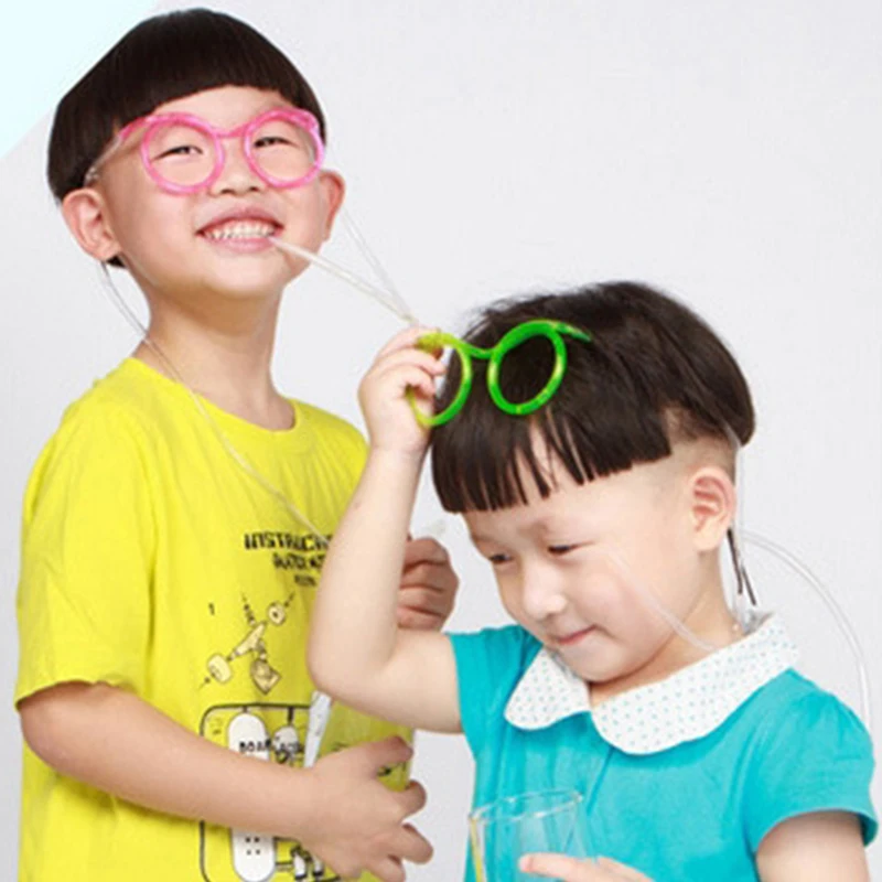 Creative Funny Soft Plastic Straw for Kids Birthday Party Toys Fun Glasses Flexible Drinking Toys Children Baby Party Gifts