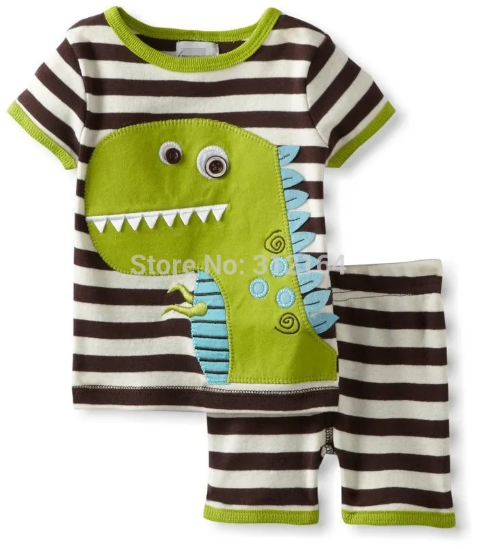 

[Bosudhsou] Kids Summer Clothing Set Baby Boy's Clothing Suit Children's Dinosaur/Cow/Tigger/Crab Design T shirts+Casual Shorts