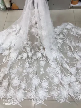 

Off white sequin fabric with flowers 5yards,luxury heavy embroidered lace 3d florals French lace Wedding,Upscale delicate bridal