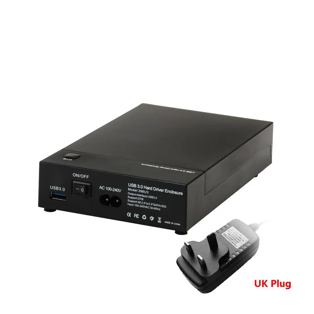 UK Plug HDD корпус USB3.0 к SATA3.0 двойной высокой Скорость 2," 3,5" SSD SATA жесткий диск Внешний корпус HD Box Портативный - Цвет: UK Plug