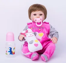 40cm Soft Body Silicone Reborn Baby Doll font b Toy b font For Girls Vinyl Newborn