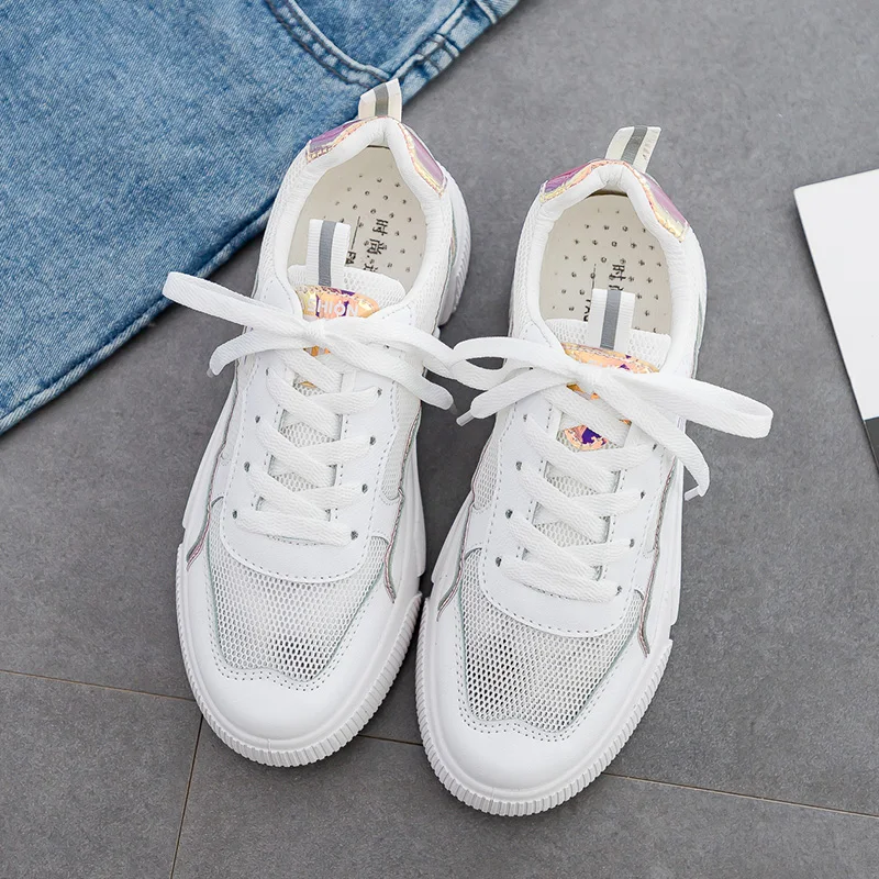 

2019 Summer New Arrival Mesh Breathable White Shoes Female Student Sport Shoes Fashion Casual Shoes Women