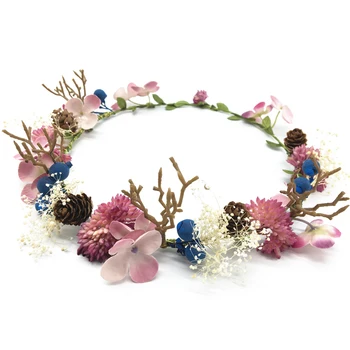 

Berries Antlers Girl Hair Crowns Bride Headwear Handmade Floral Garlands Head Bands Bridesmaid Flower Wreath Wedding Party Tiara