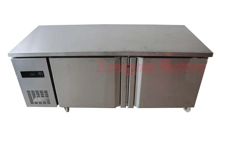 1.8m Commercial Stainless Steel 2 Doors Refrigerator Freezer Fridge Work Bench Under