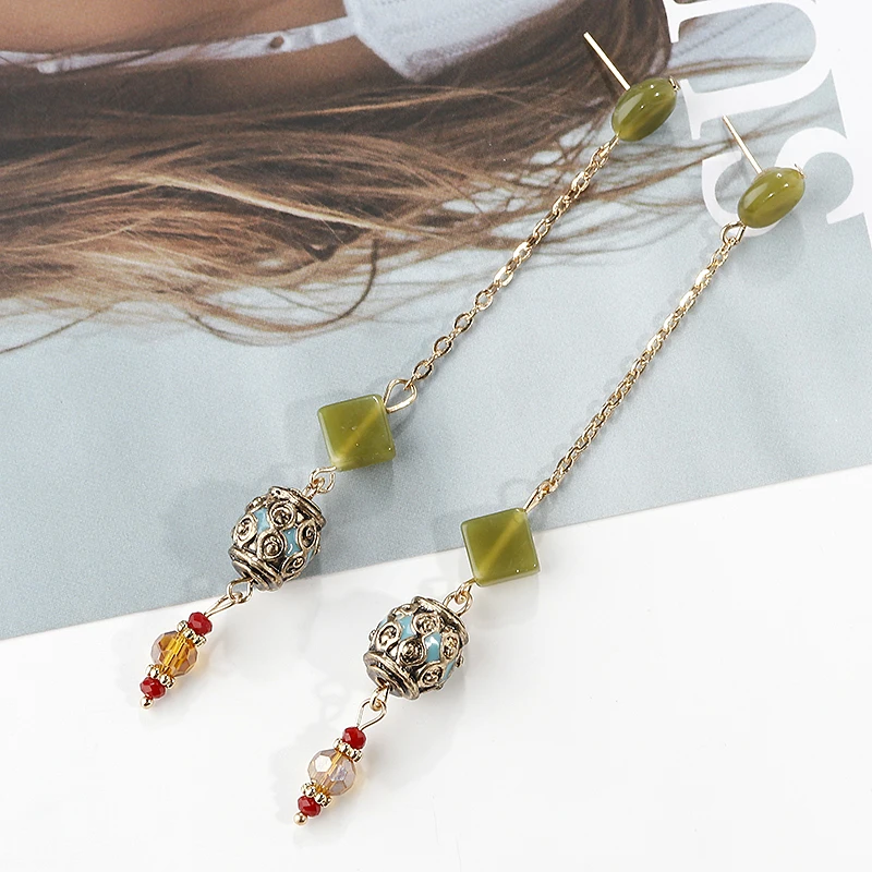 

Flashbuy Metal Ethnic Long Drop Dangle Earrings For Women Vintage Exaggeration Splice Wholesale Earings Gift Fashion Jewelry