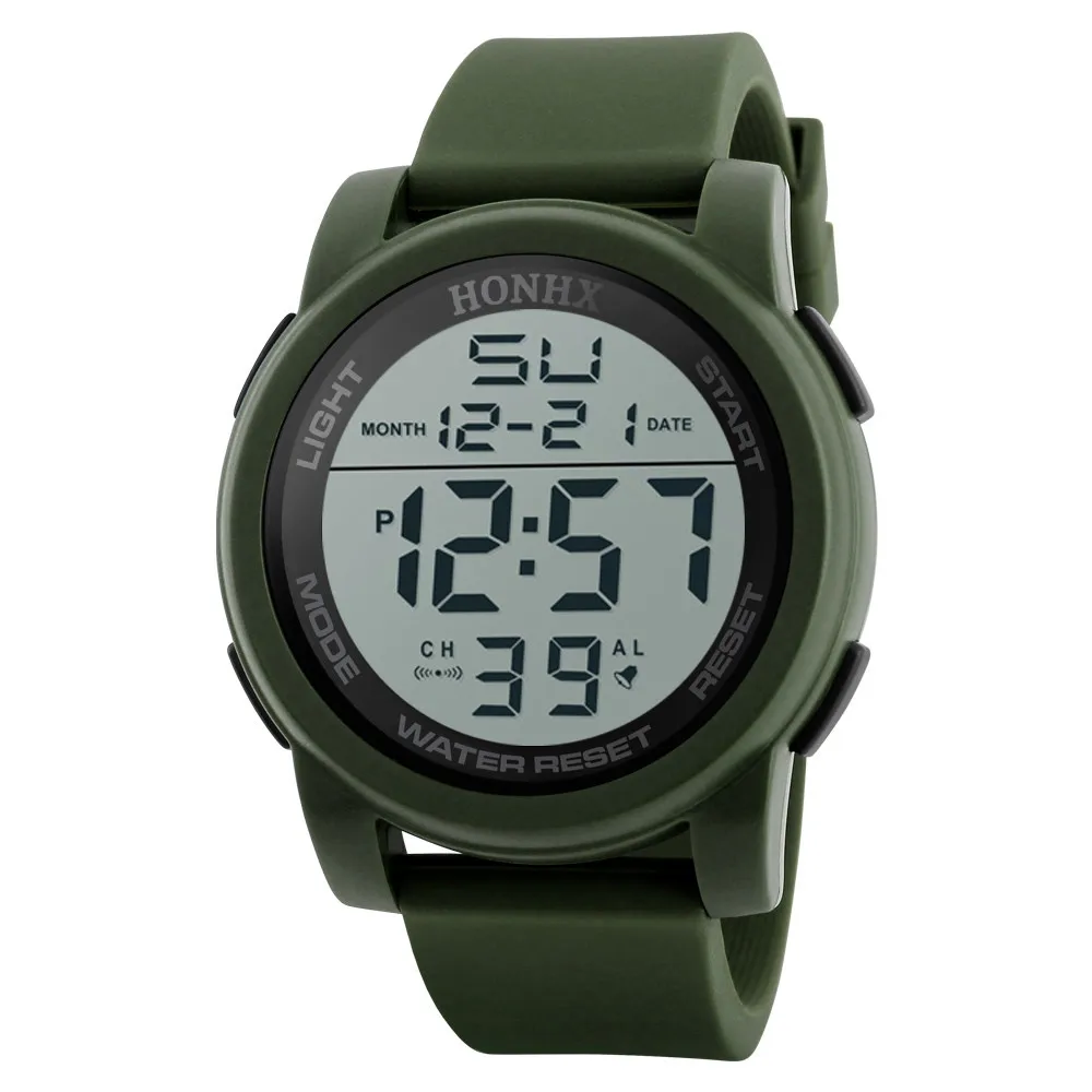 HONHX Модные Роскошные мужские часы с пряжкой, аналоговые, цифровые, военный, спортивный, светодиодный, водонепроницаемые, мужские часы, наручные часы, reloj inteligente mujer - Цвет: Green