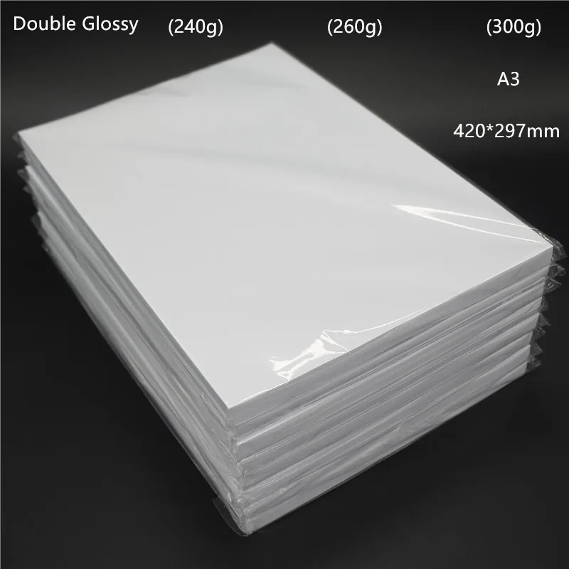 50 sheets per pack A3 240g 260g 300g double side glossy inkjet photo paper