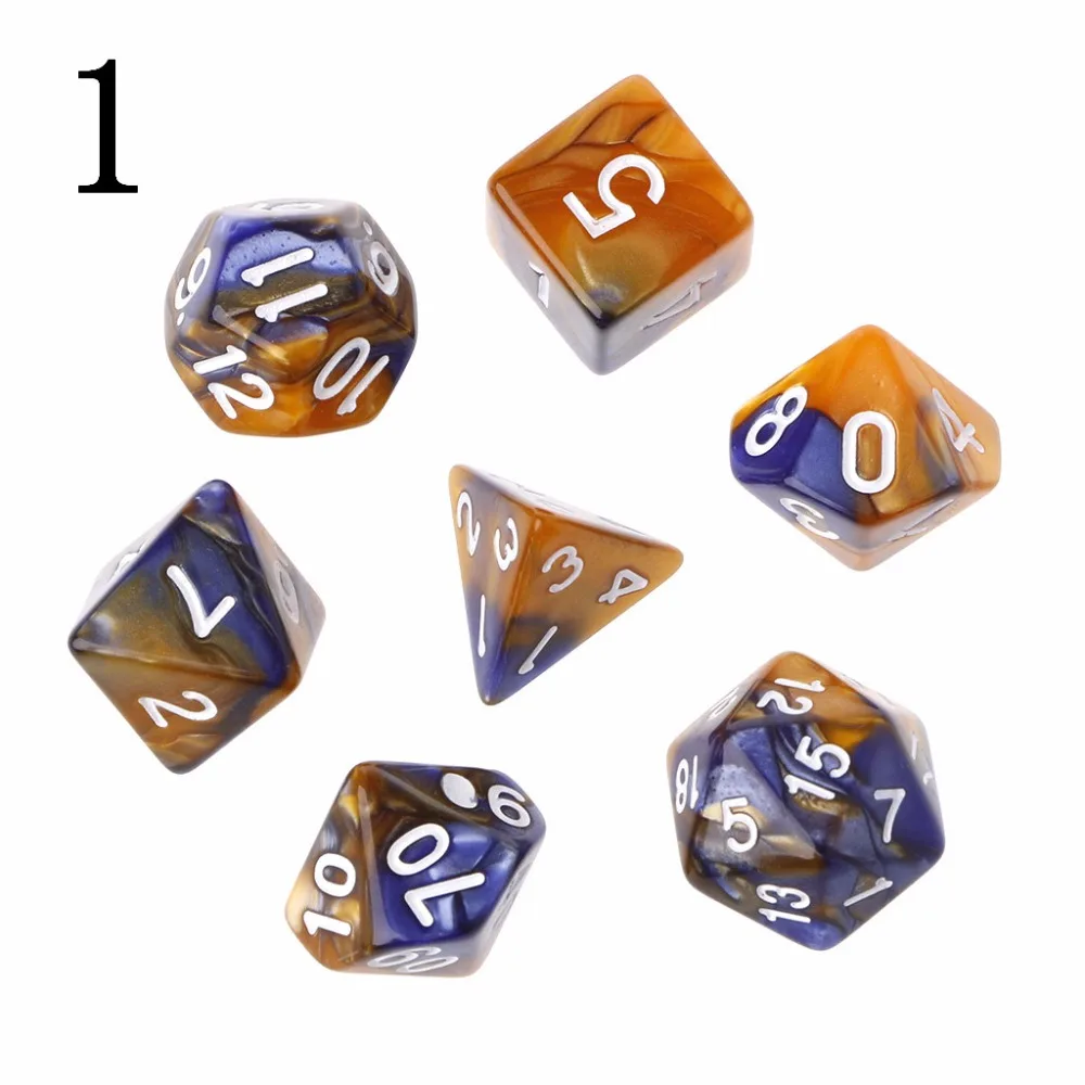 Acrylic Polyhedral Dice for TRPG Board Game, Dungeons and Dragons, D4-D20, 7Pc Set