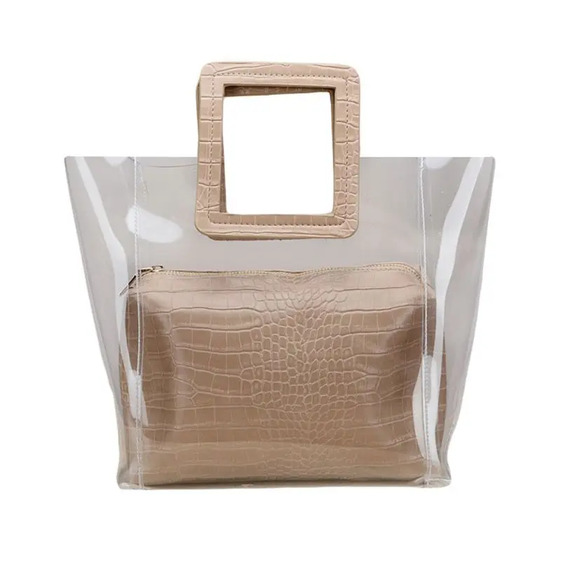 Women Summer Beach PVC Transparent Handbag Tote Beach Bag Purse Messenger Bag