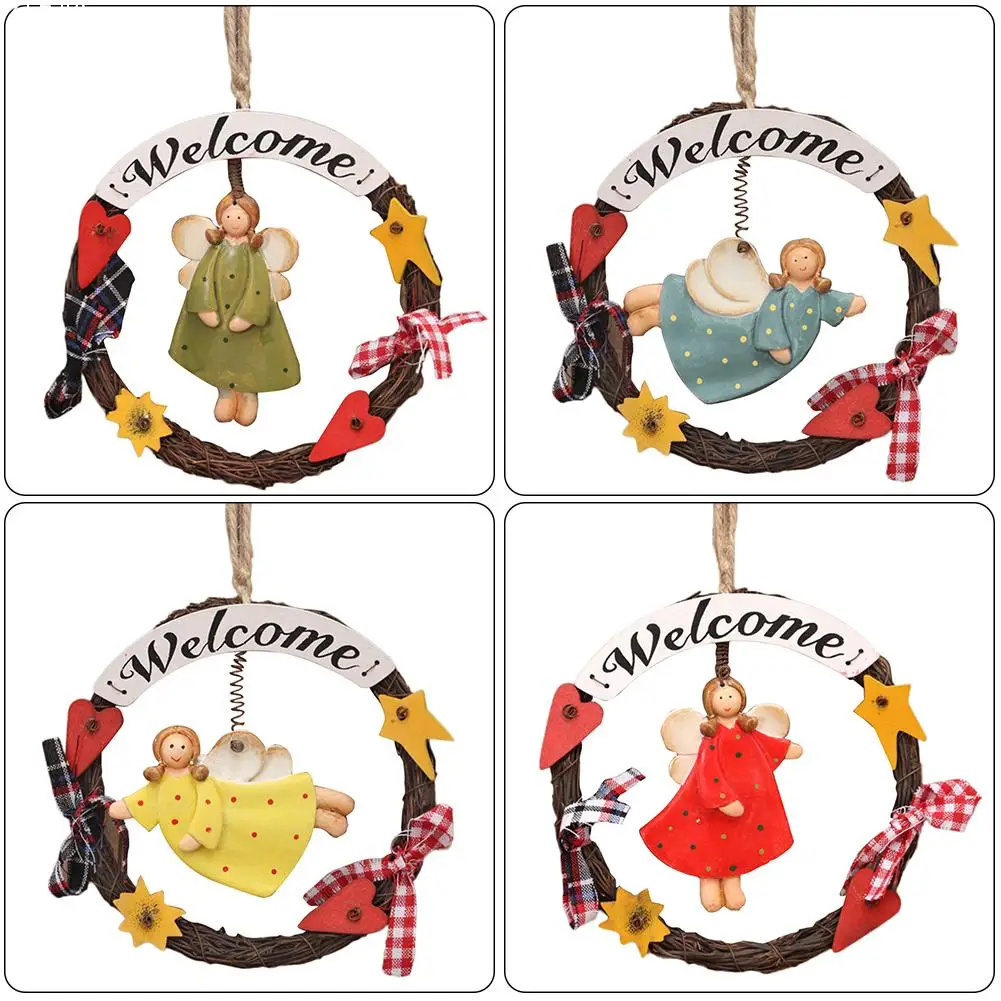 

4pcs/Vintage Style Door Hanging plate Home Decorations angle girl Welcome Sign hangings welcome logo Decoration Home Ornament