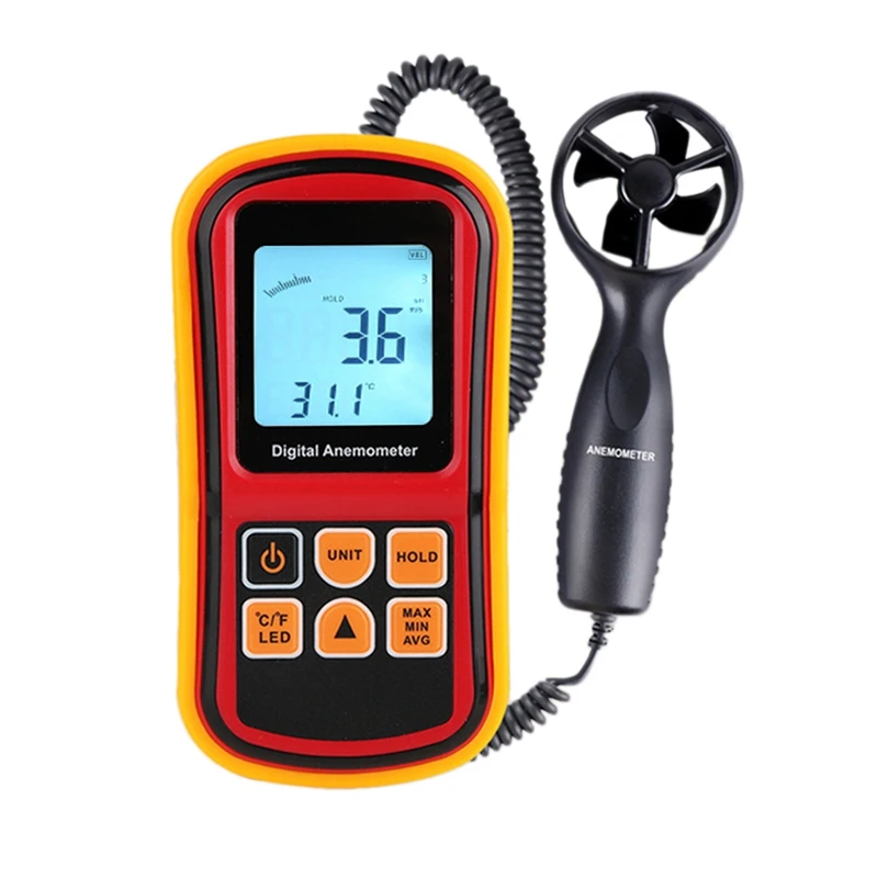 

Gm8901 Anemometer Wind Speed Gaugetemperature Measure Digital 45 M/S Thermometer Handheld Measuring Tool