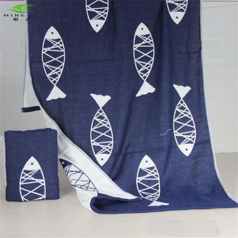 

140X70cm cartoon 100% Cotton 3 layers gauze soft Korean fish/cat/bird bath towel large beach towel adult home towel blanket kids