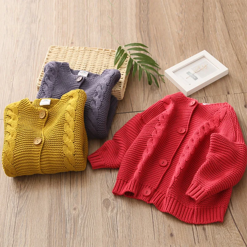 

Baby Loose Sweater 2019 Autumn Winter Suit New Girl Wear Children's Medium Long Knitted Sweater Cardigan Casual Coat