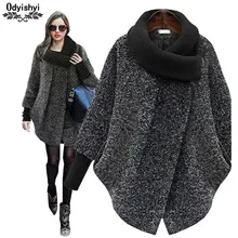 Вязаное осенне-зимнее шерстяное пальто с высоким воротом большого размера, Женское шерстяное толстое кашемировое Женское пальто manteau femme hiver HS293