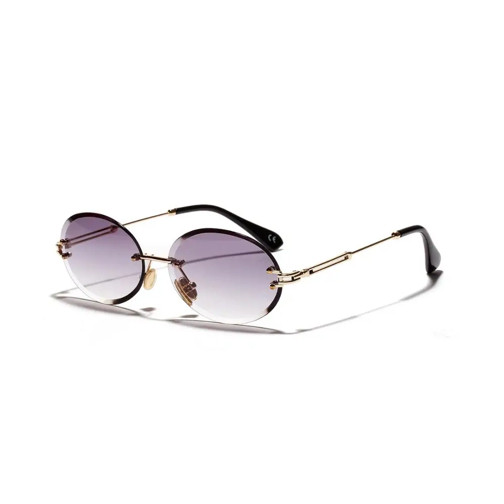 Винтажные Овальные Солнцезащитные очки женские брендовые дизайнерские Роскошные прозрачные линзы прозрачные солнцезащитные очки для женщин UV400 Oculos De Sol - Цвет линз: Gray