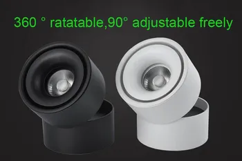 

white black 5w 7w 9w 360 degree ratating adjustable cob surface mounted folded led downlight ac85-265v