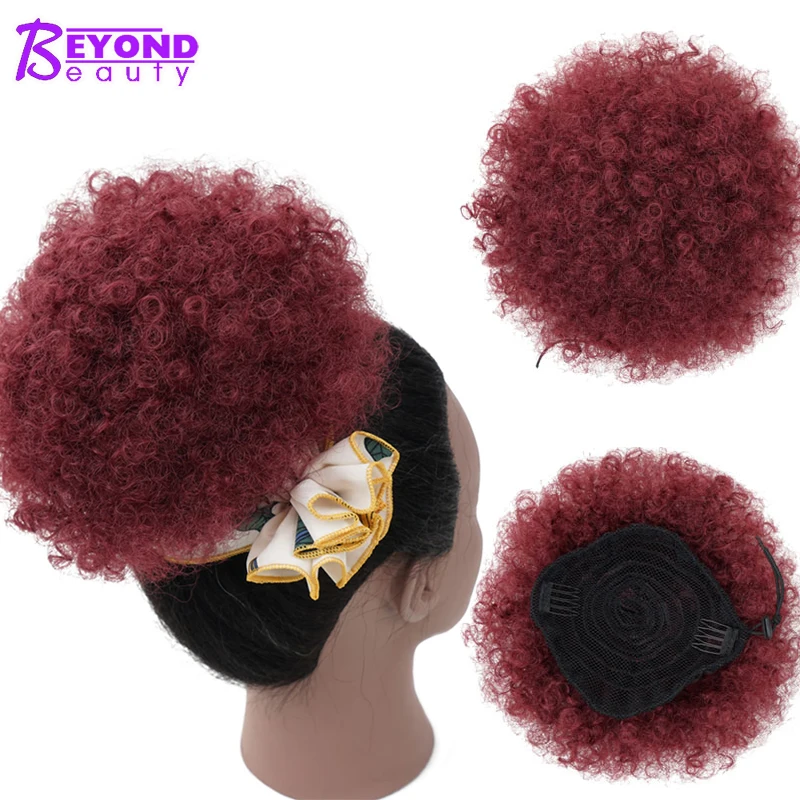 Short Kinky Curly drawstring bun Afro Black red African American Chignon Bun Hair Pieces With Clip Beyond Beauty Short Kinky Curly drawstring bun Afro Black red African American Chignon Bun Hair Pieces With Clip Beyond Beauty