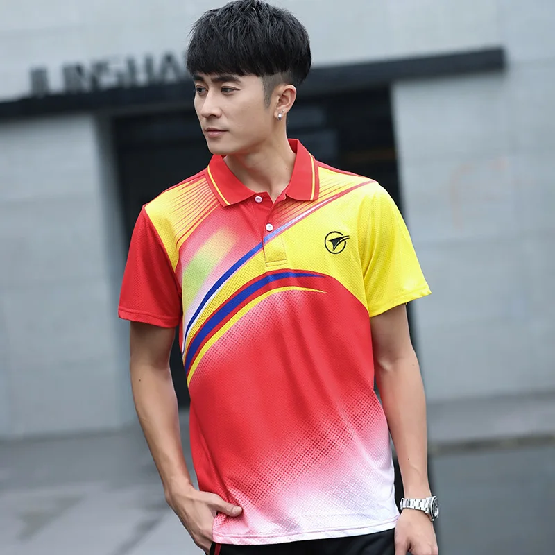 Рубашка для бадминтона с бесплатной печатью Мужская/Женская, спортивная одежда для бадминтона, рубашка для настольного тенниса, теннисная футболка AY100 - Цвет: Man one shirt