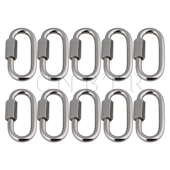 

CNBTR Multifunctional 304 Stainless Steel Carabiner Oval Screwlock Quick Link Lock Ring Hook M5 Pack of 10