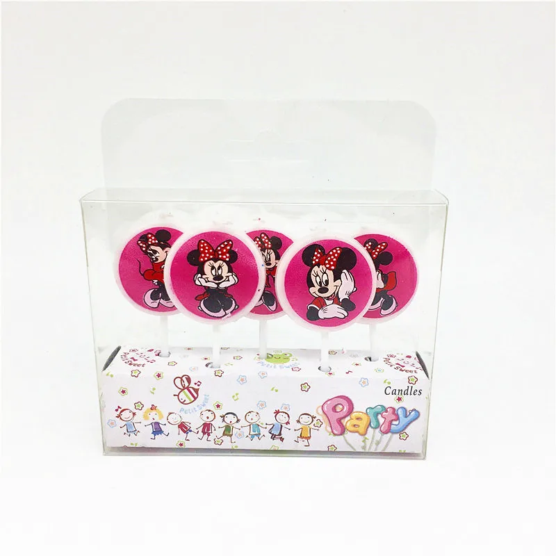 

5Pcs/Pack Minnie Mouse Kids Birthday Decor Cartoon Candles Kids Girls Cake Bougie Accessories Party Supplies