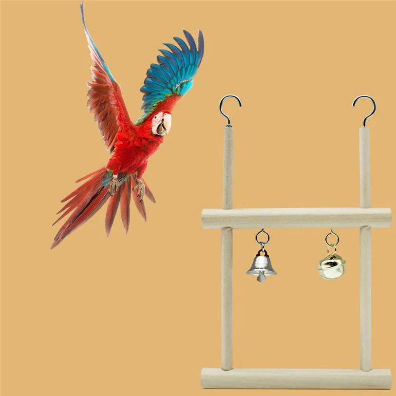 Bird Hanging Hammock Bird Ladder Swing Toy Stand Bar Climbing Bell Bridge Hut House Funny Pet Parrot Bite Chew Toy #F#40DC10 (6)