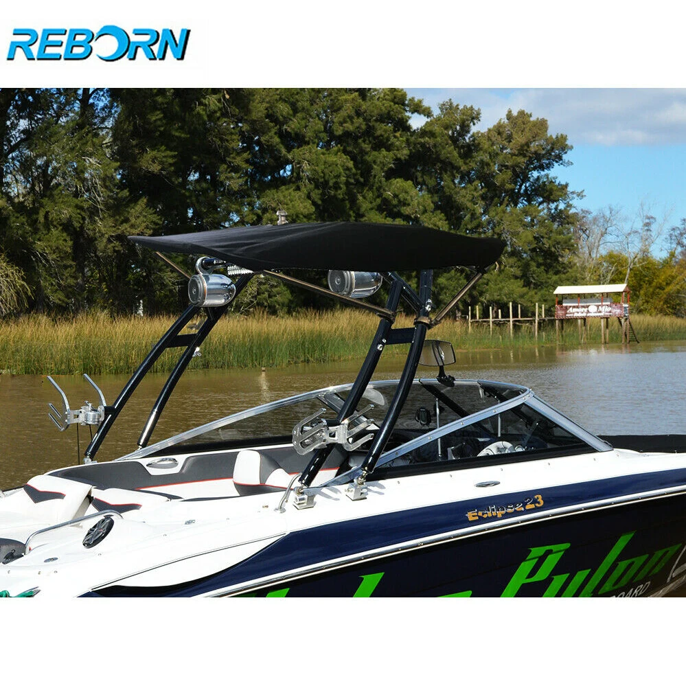  Reborn Pro3 Foldable Boat Wakeboard Tower Bimini Top Black Canopy- 1900v