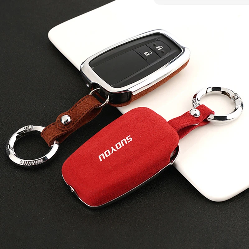 

Genuine Leather Galvanized Alloy Car Key Case Cover For Toyota CHR C-HR Camry Prius Prado Camry Corolla Prado REIZ Crown RAV4