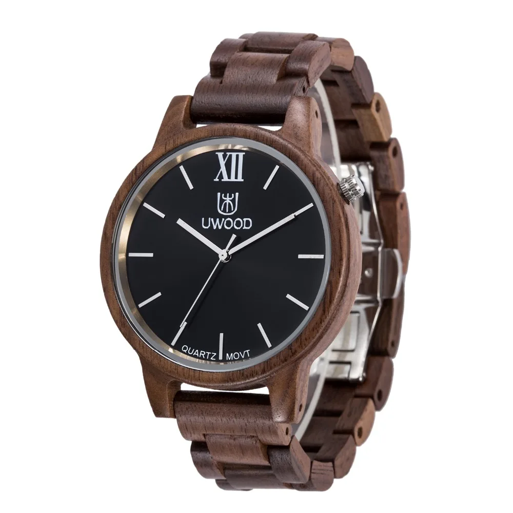 Модные роскошные мужские деревянные часы Уникальный дизайн часы Дерево тонкой и красивой работы, подходит для мужчин носить деревянные часы