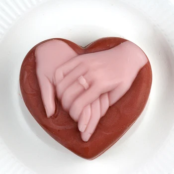 

Silicone Soap Mold Diy Soap Candle Form Heart Shape with Hand Pattern Handmade Cake Chocolate Candy Mould