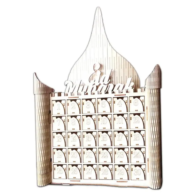

1set Wooden MDF Muslim Eid Mubarak Sign Advent Calendar Countdown House Drawer Party DIY Decoration Ramadan Calendar