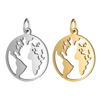 

5 Pieces Wolrd Map Charm Wholesale 100% Stainless Steel Never Tarnish High Polished DIY Jewelry Charms AAAAA Quality Pendants