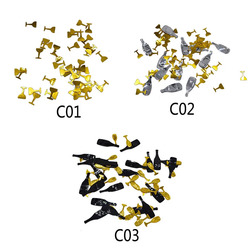 15g/pack Creative Black Gold Champagne Cup Confetti Table Decor Cheap Wedding Confetti Party Supplies Home Dining Table Decor 75