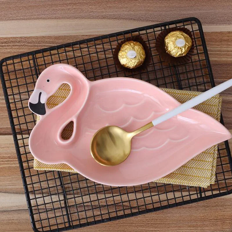 3D тарелка с фламинго, розовая птица, креативные керамические блюда, закуски, сухофрукты, тарелка для десерта, сделай сам, для дня рождения, свадьбы, вечеринки