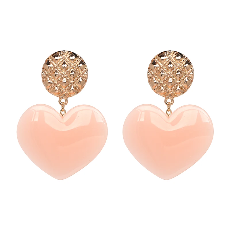 FASHIONSNOOPS New Hot Heart Shaped Charm Resin Drop Earrings for Women Wedding Boho Cute Love Dangle Earring Jewelry Earrings